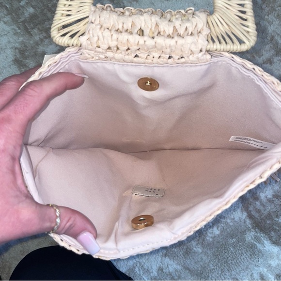 Handwoven purse Floral Straw Detail Half Moon Free Spirit Boho Tote beach bag - Picture 6 of 6